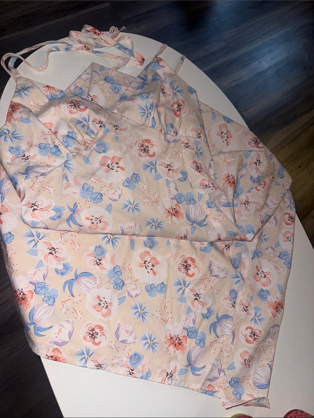 Floral Halter DRESS in Light Pink and Blue